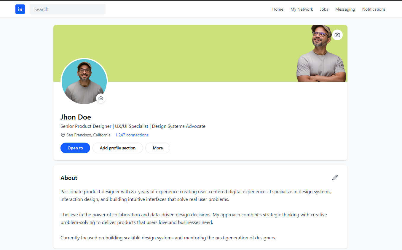 Mock-up of Headshot on LinkedIn Page