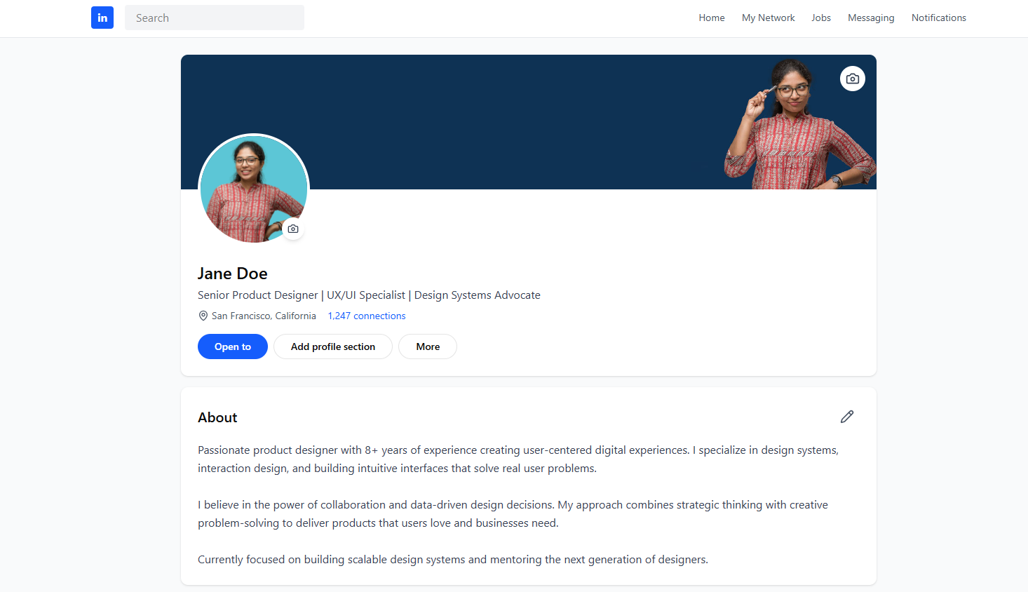 Mock-up of Headshot on LinkedIn Page
