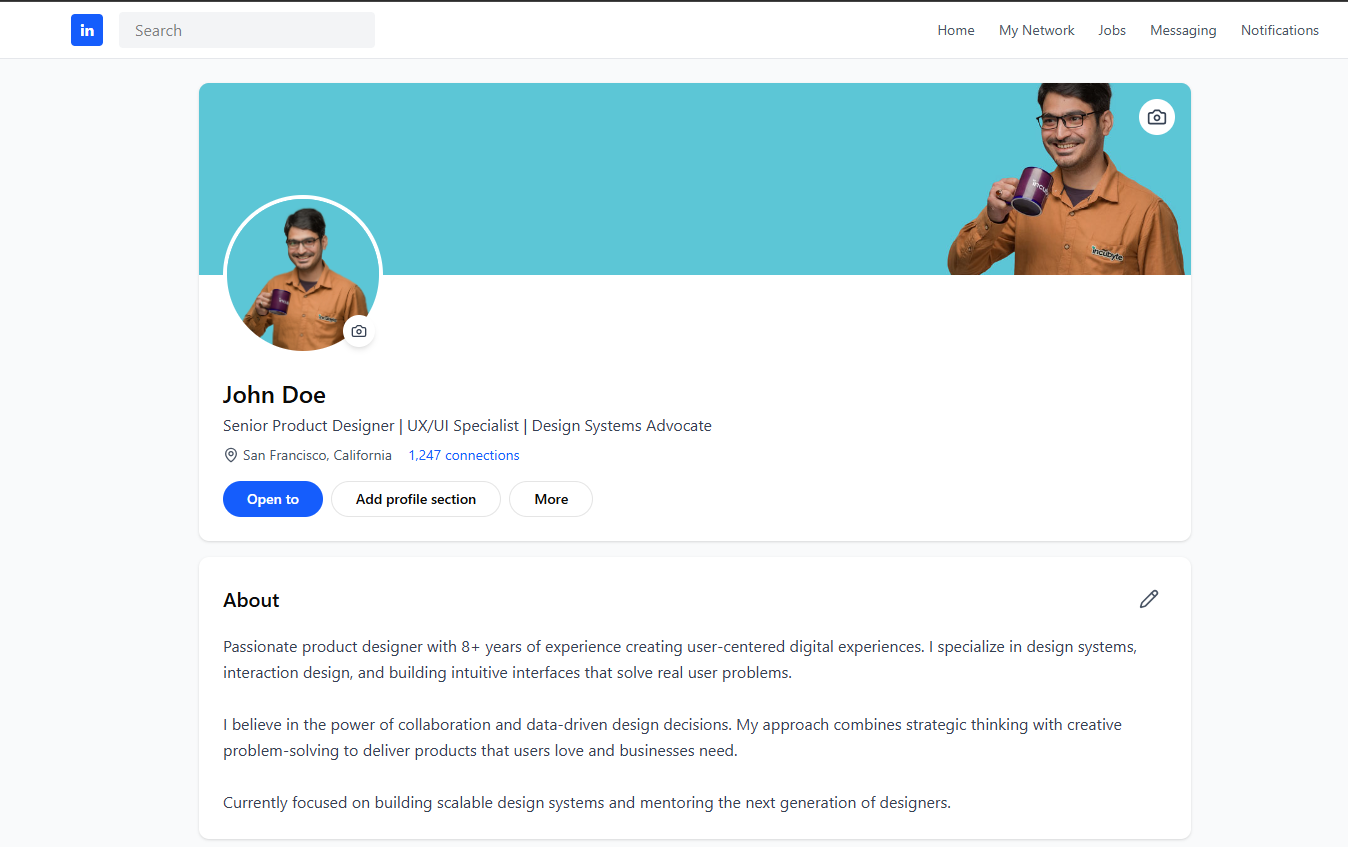 Mock-up of Headshot on LinkedIn Page